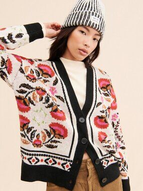 Farm Rio Floral Knit Chunky Cardigan Size S